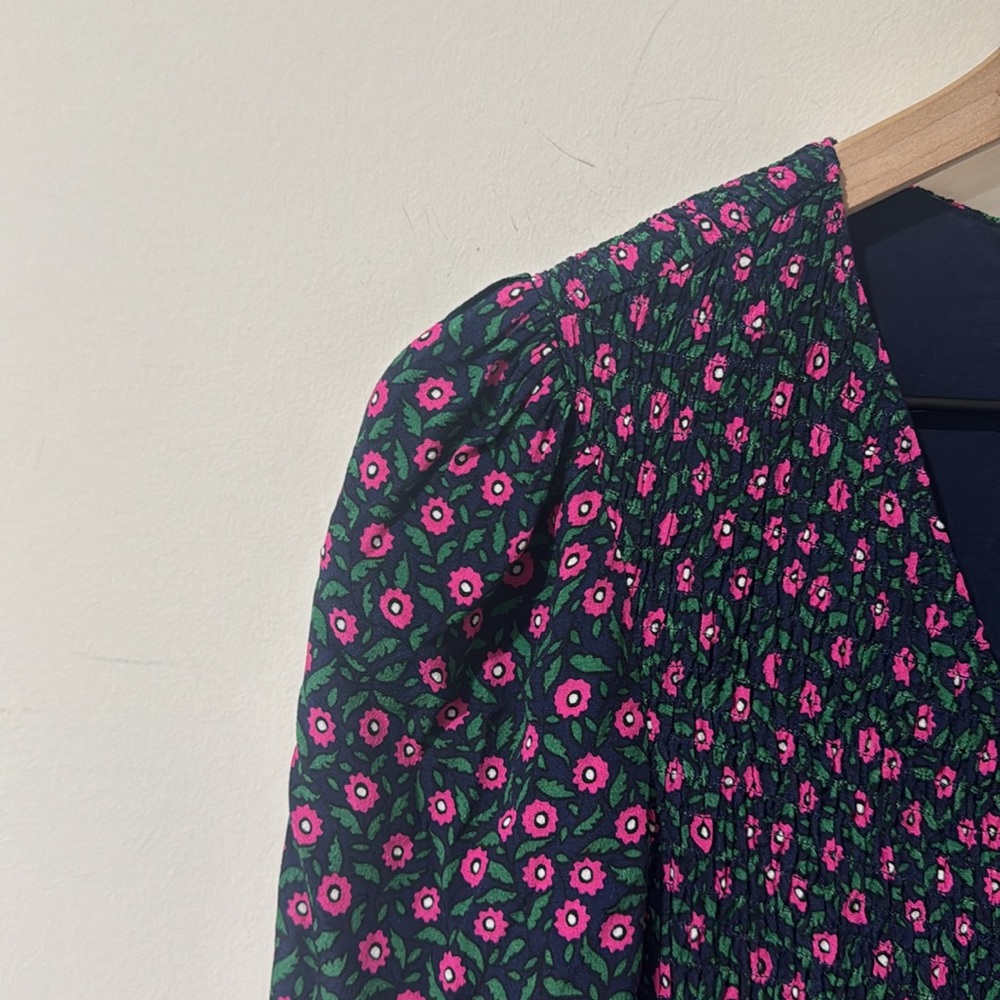 NEW • Boden • Women’s V-Neck Smocked Dress Party Pink, Rambling ditsy 2 - Picture 5 of 6